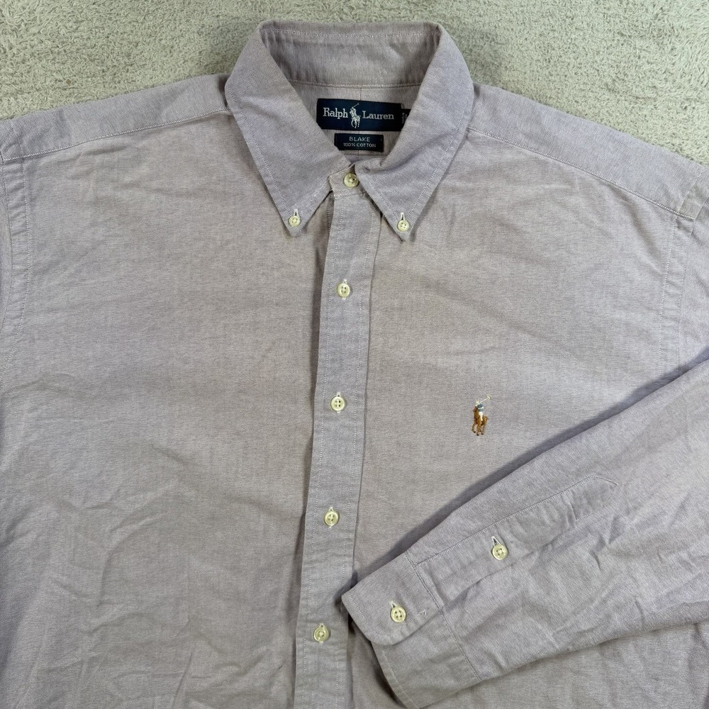 Polo Ralph Lauren Shirt Mens Large Purple Blake Long Sleeve Button Down Pony